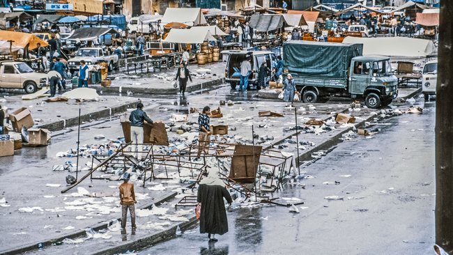 Der Wochenmarkt von Xanthi nach dem Wolkenbruch