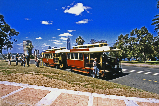 Die alte Tram verkehrt als 'shuttle bus' zum Kings Park